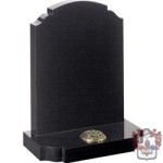 Square top carved black shiny grave stone