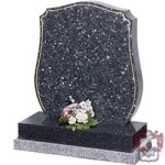 Grey Granite everton shield shaped grave stone