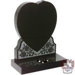 heart and roses granite etched and shaped headstone