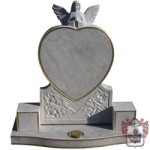 Grey marble heart and angel gold edged memorial