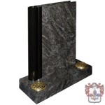 traditional black stone with vases head stone