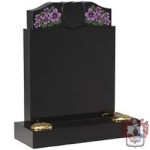 carved black granite memorial 2 flowers and vase