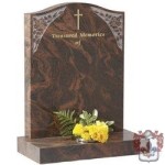 etched brown marble head stone