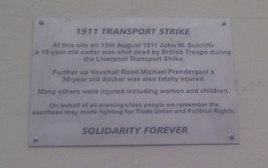 1911 Transport Strike Memorial Plaque